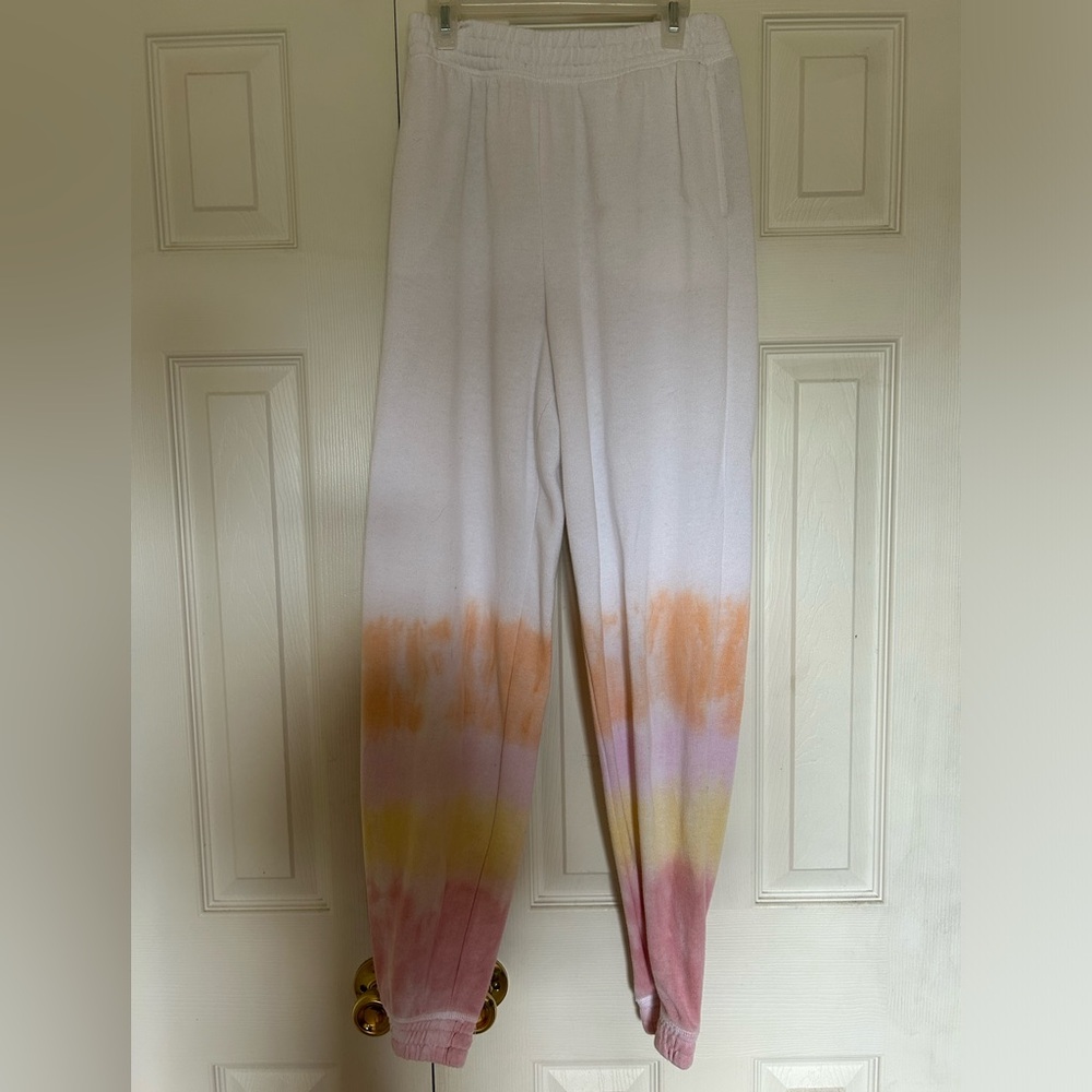 white tye-dye sweatpants